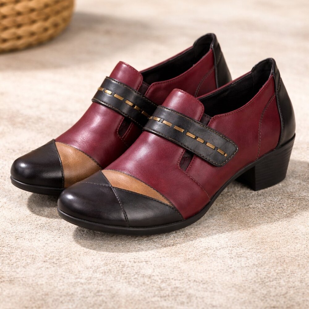 Remonte Leather Ankle Booties size EU 40 US 9.5 Artsy Slip-On Colorblock Casual